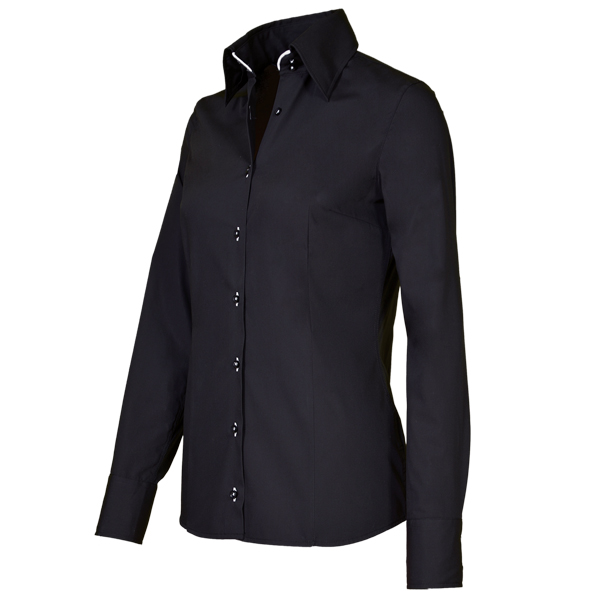 Giovanni Capraro Shirt Dames Zwart Lange Mouw Button Under