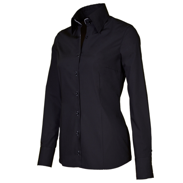 Giovanni Capraro Shirt Dames Zwart Lange Mouw Button Under