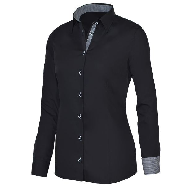Giovanni Capraro Shirt Dames Zwart Lange Mouw Kent