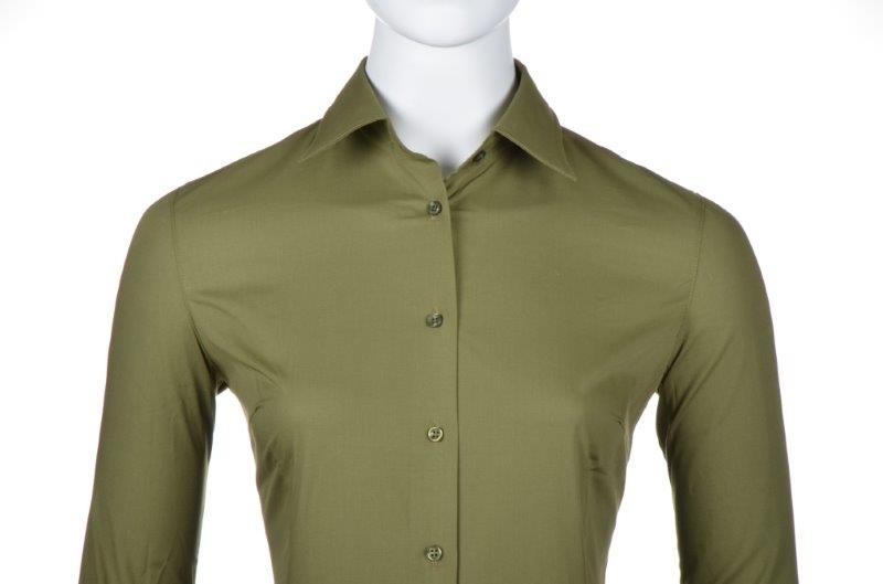 Giovanni Capraro Shirt Dames Olijfgroen Lange Mouw Kent