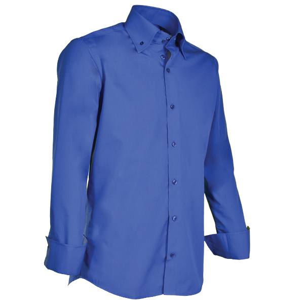 Giovanni Capraro Shirt Heren Koningsblauw Lange Mouw Button Down