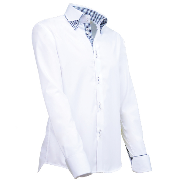 Giovanni Capraro Shirt Heren Wit Lange Mouw Double Collar