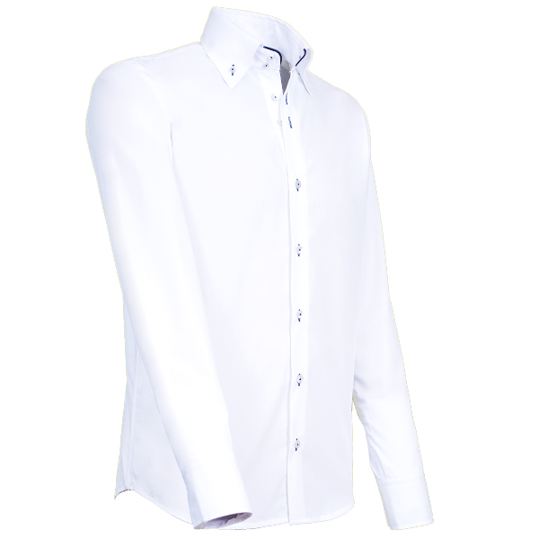 Giovanni Capraro Shirt Heren Wit Lange Mouw Button Down