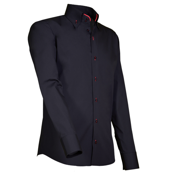 Giovanni Capraro Shirt Heren Zwart Lange Mouw Button Down