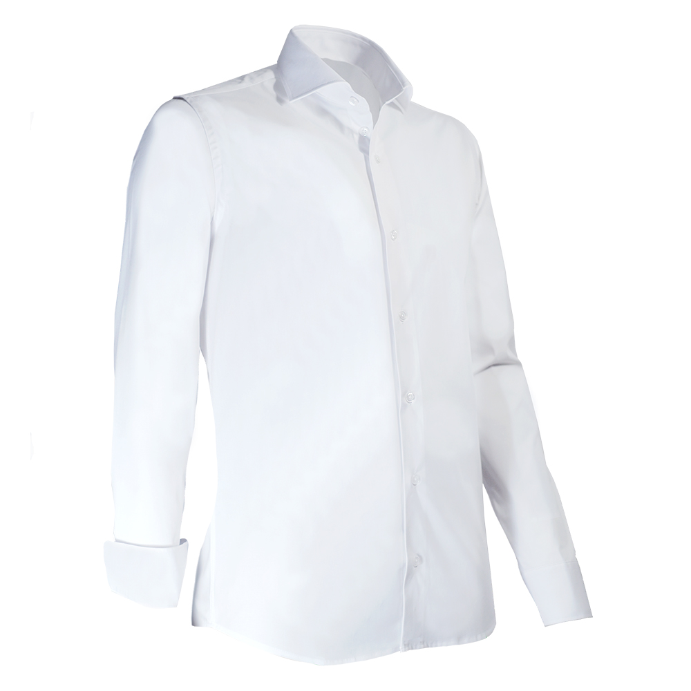 Giovanni Capraro Shirt Heren Wit Lange Mouw Semi Spread