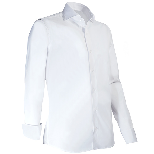 Giovanni Capraro Shirt Heren Wit Lange Mouw Semi Spread