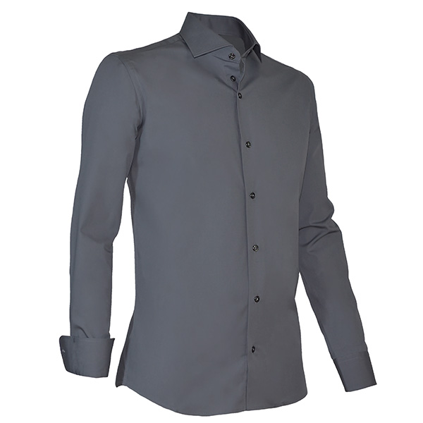 Giovanni Capraro Shirt Heren Grijs Lange Mouw Semi Spread