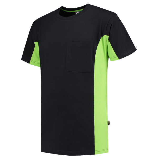Tricorp T-shirt Bicolor Borstzak BlackLime