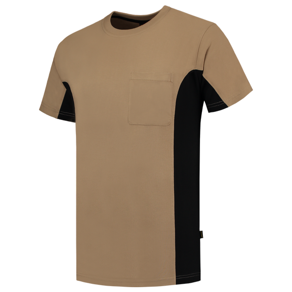 Tricorp T-shirt Bicolor Borstzak KhakiBlack