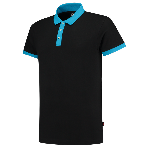 Tricorp Poloshirt Bicolor Fitted BlackTurquoise