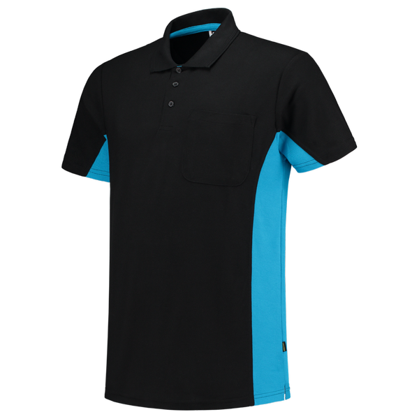 Tricorp Poloshirt Bicolor Borstzak BlackTurquoise