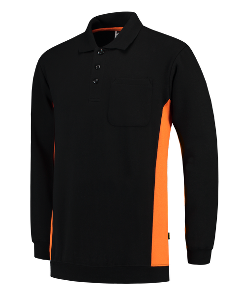 Tricorp Polosweater Bicolor Borstzak BlackOrange