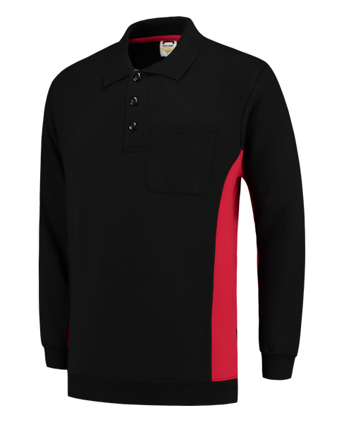 Tricorp Polosweater Bicolor Borstzak BlackRed