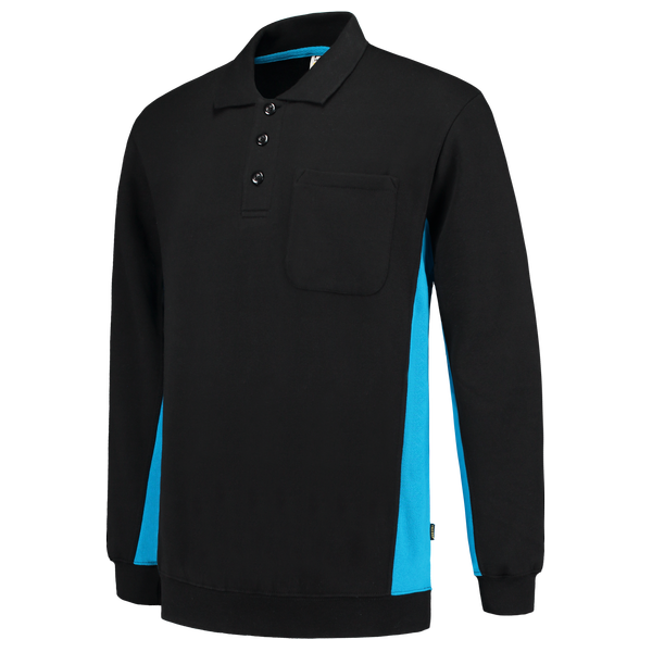 Tricorp Polosweater Bicolor Borstzak BlackTurquoise