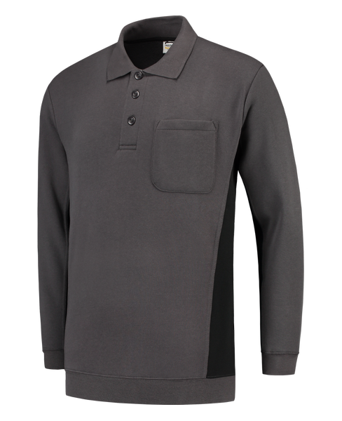Tricorp Polosweater Bicolor Borstzak DarkgreyBlack