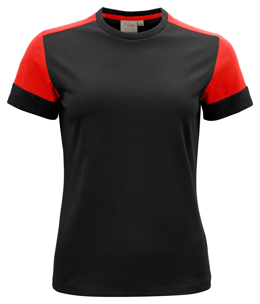 Printer Prime Prime T-Shirt Dames Zwart/Rood