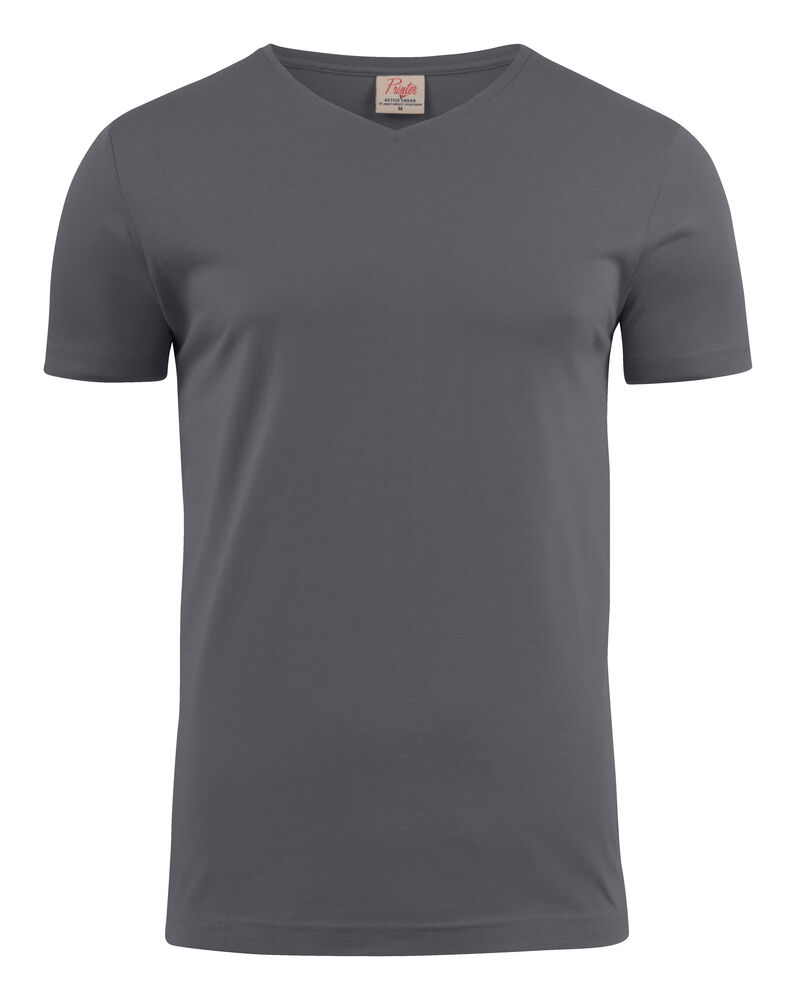 Printer Essentials Heavy V-neck T-Shirt Heren Staalgrijs