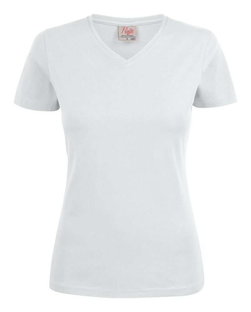 Printer Essentials Heavy V-neck  T-Shirt Dames Wit