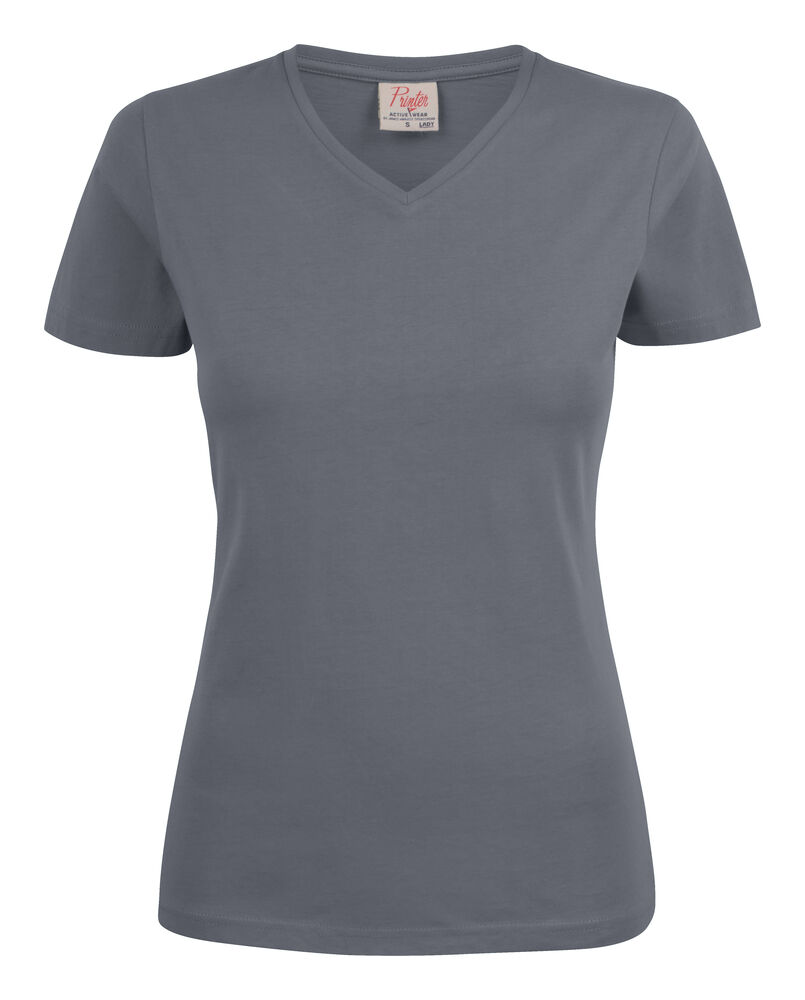 Printer Essentials Heavy V-neck  T-Shirt Dames Staalgrijs