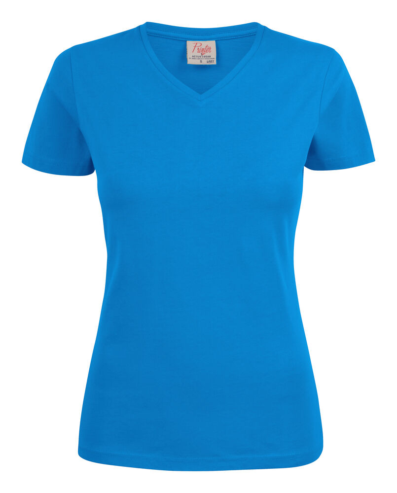 Printer Essentials Heavy V-neck  T-Shirt Dames Oceaan Blauw