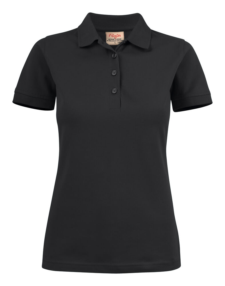 Printer Essentials Surf Stretch Polo Pique Dames Zwart