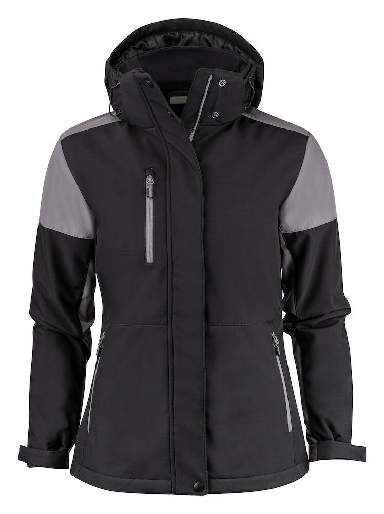 Printer Prime Prime Padded  Softshell Jas Dames Zwart/Staalgrijs