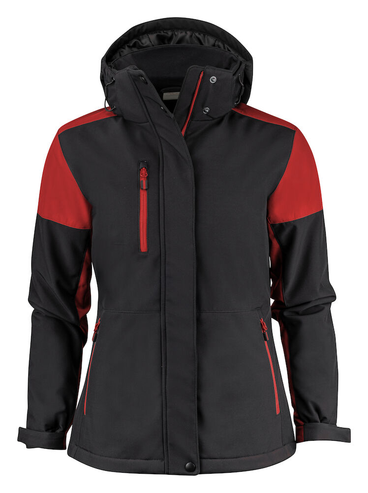 Printer Prime Prime Padded  Softshell Jas Dames Zwart/Rood