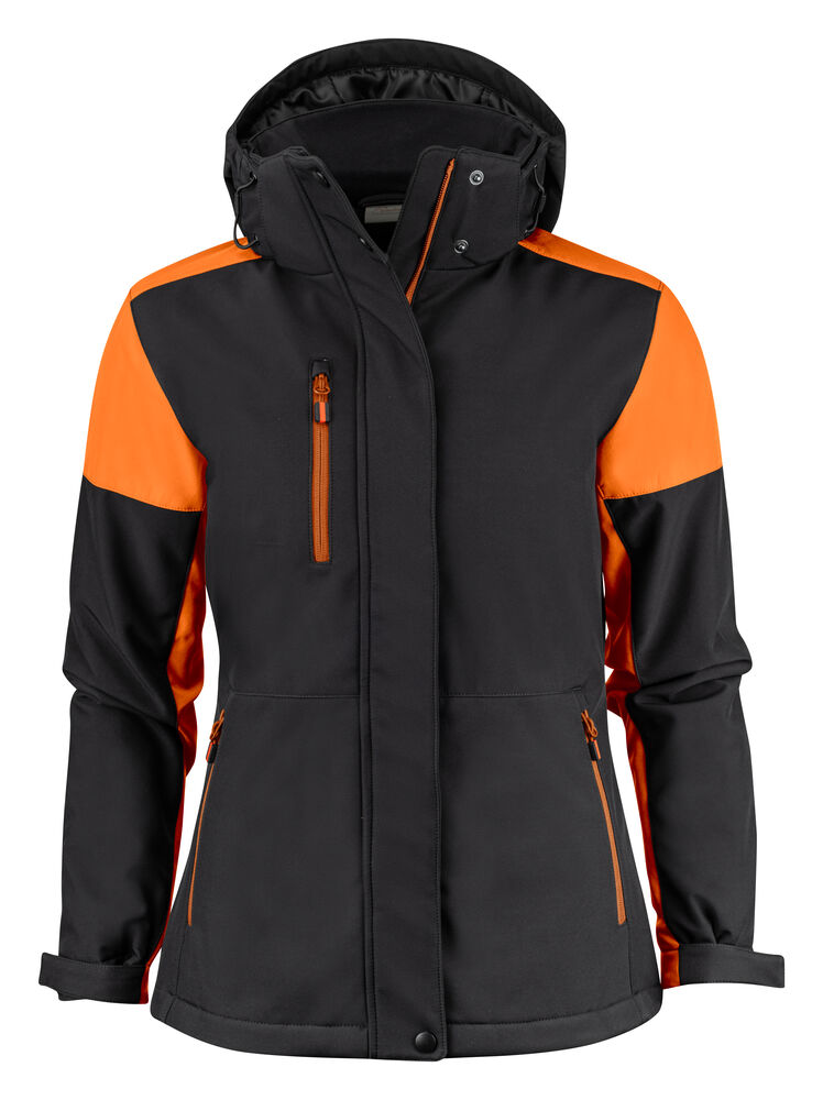 Printer Prime Prime Padded  Softshell Jas Dames Zwart/Oranje