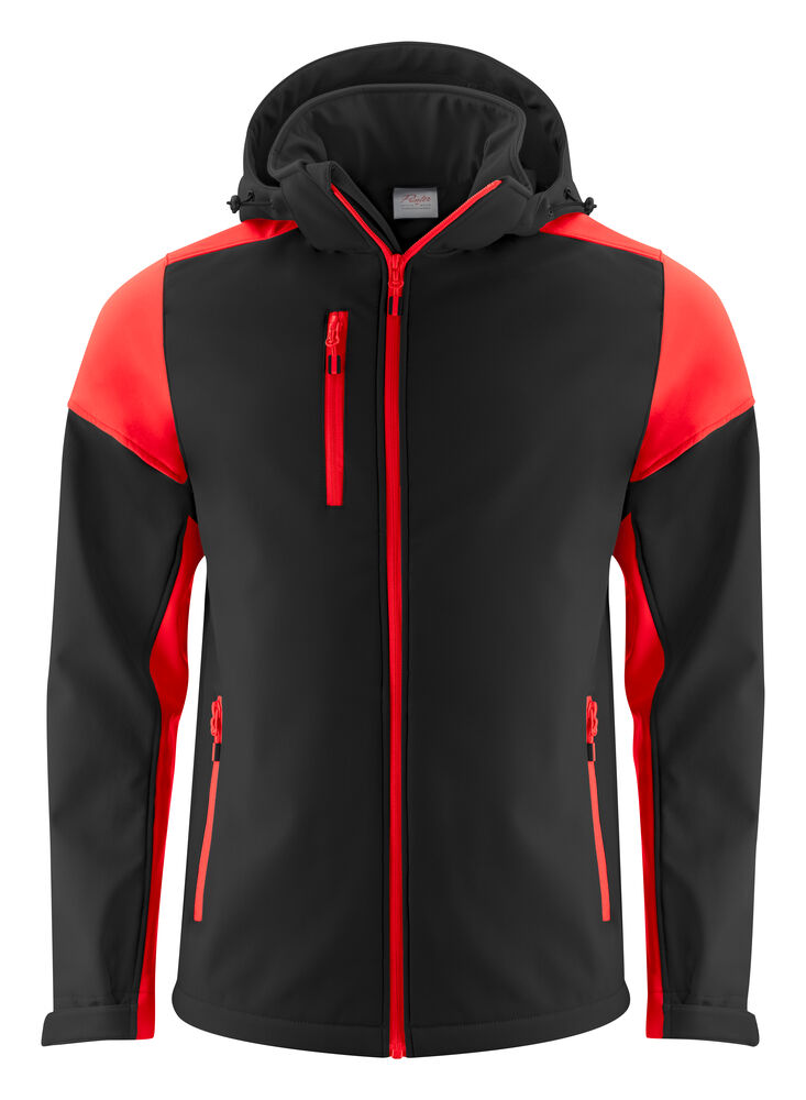 Printer Prime Prime  Softshell Jas Heren Zwart/Rood