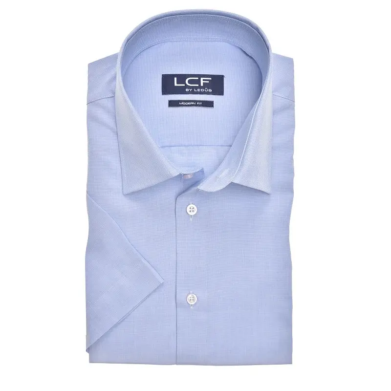 Ledûb Corporate Fashion Shirt Light blue Korte Mouw Modern Fit N  
