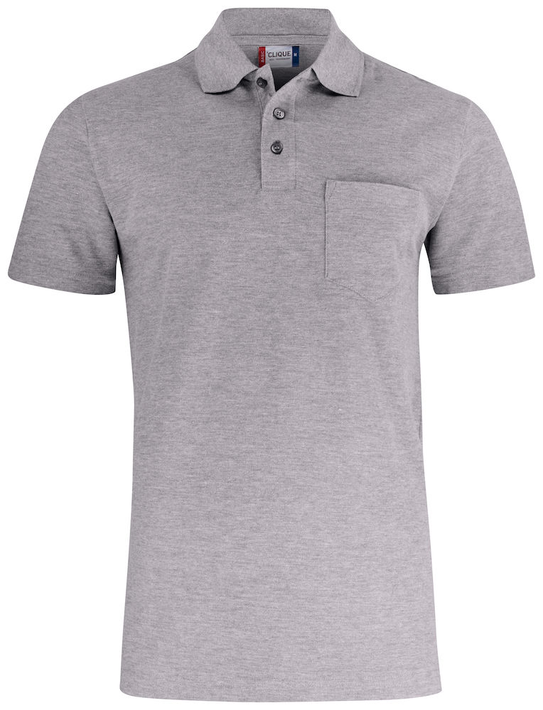 Clique Basic Polo w. Pocket grijsmelange
