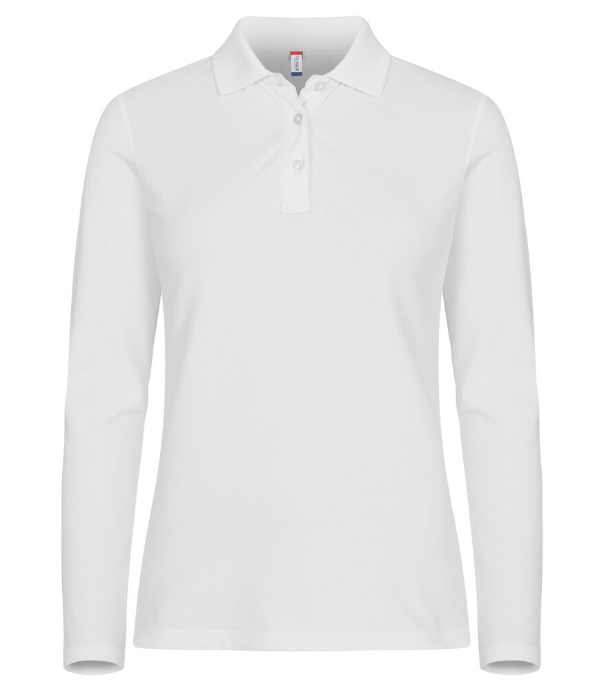 Clique Stretch Premium Polo Women L/S wit