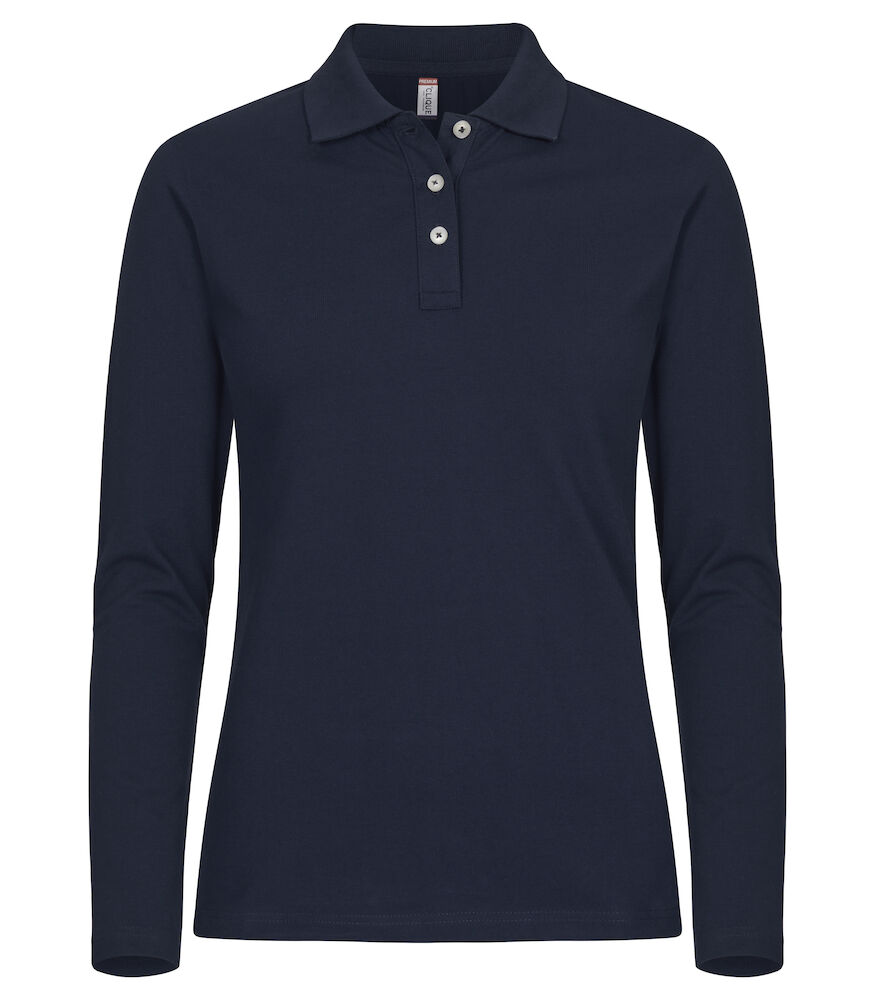 Clique Stretch Premium Polo Women L/S dark navy