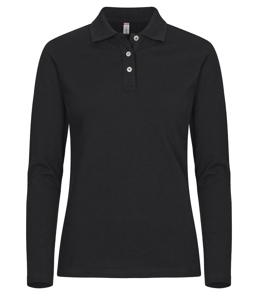 Clique Stretch Premium Polo Women L/S zwart