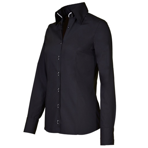 [GC-29314-10] Giovanni Capraro Shirt Dames Zwart Lange Mouw Button Under