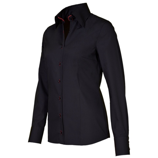 [GC-29314-85] Giovanni Capraro Shirt Dames Zwart Lange Mouw Button Under