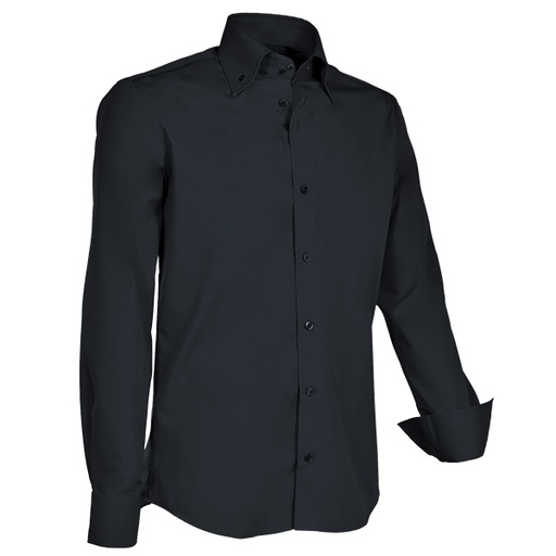 [GC-900-20] Giovanni Capraro Shirt Heren Zwart Lange Mouw Button Down