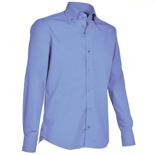 [GC-900-33] Giovanni Capraro Shirt Heren Middenblauw Lange Mouw Button Down
