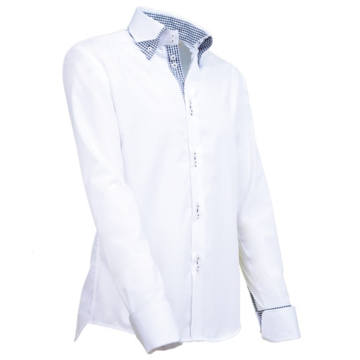 [GC-903-10] Giovanni Capraro Shirt Heren Wit Lange Mouw Double Collar