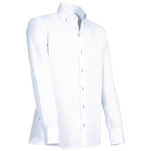 [GC-913-36] Giovanni Capraro Shirt Heren Wit Lange Mouw Button Down