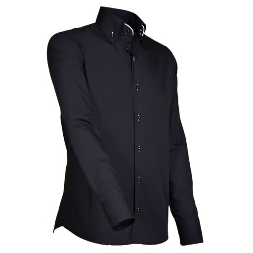 [GC-914-10] Giovanni Capraro Shirt Heren Zwart Lange Mouw Button Down