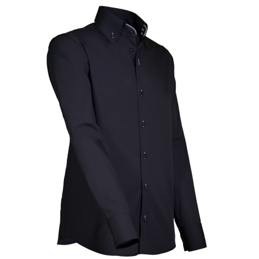 [GC-914-16] Giovanni Capraro Shirt Heren Zwart Lange Mouw Button Down
