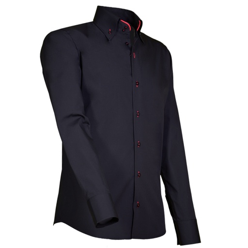 [GC-914-85] Giovanni Capraro Shirt Heren Zwart Lange Mouw Button Down