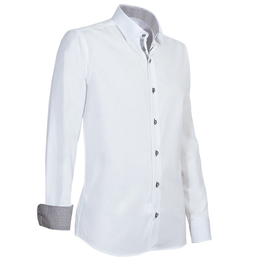 [GC-935-15] Giovanni Capraro Shirt Heren Wit Lange Mouw Button Under