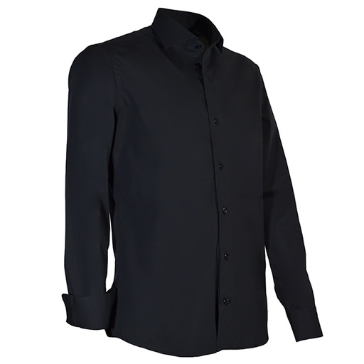 [GC-936-20] Giovanni Capraro Shirt Heren Zwart Lange Mouw Semi Spread