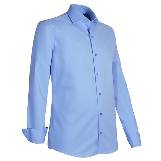 [GC-936-32] Giovanni Capraro Shirt Heren Blauw Lange Mouw Semi Spread