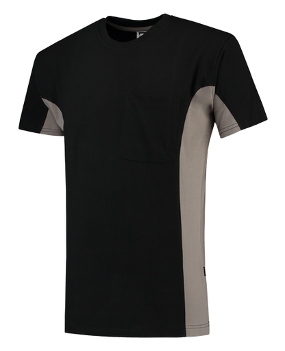 [TRI-102002BlackGrey] Tricorp T-shirt Bicolor Borstzak BlackGrey