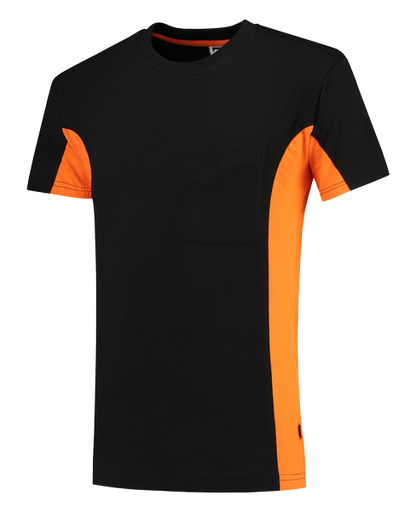[TRI-102002BlackOrange] Tricorp T-shirt Bicolor Borstzak BlackOrange