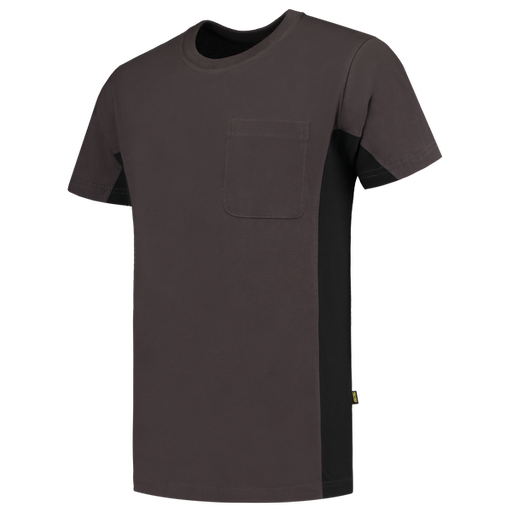 [TRI-102002DarkgreyBlack] Tricorp T-shirt Bicolor Borstzak DarkgreyBlack