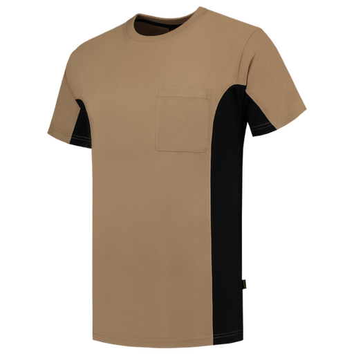 [TRI-102002KhakiBlack] Tricorp T-shirt Bicolor Borstzak KhakiBlack